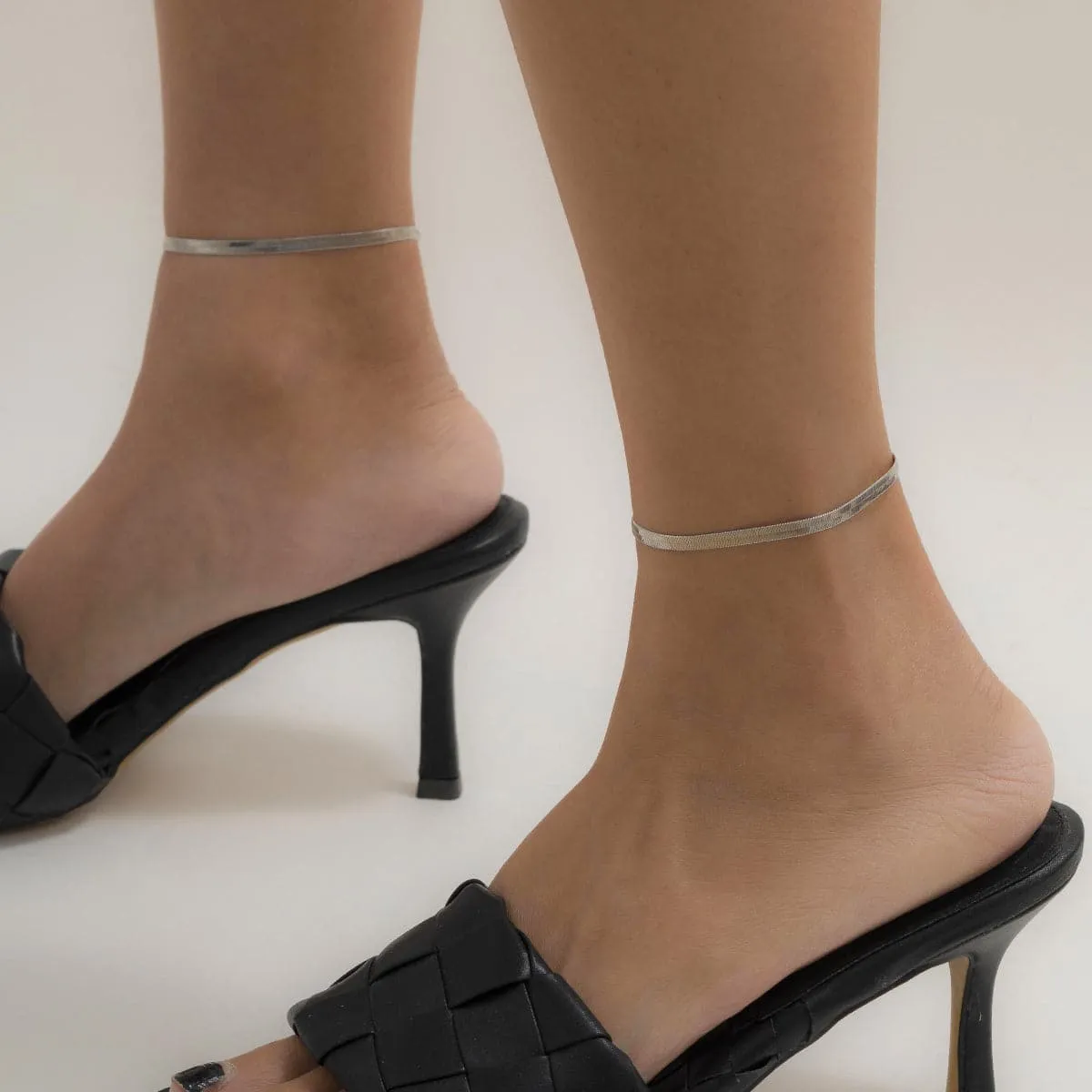 Silver-Plated Snake Chain Anklet
