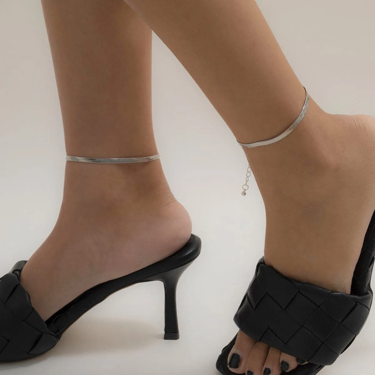 Silver-Plated Snake Chain Anklet