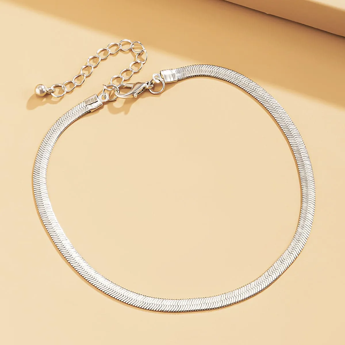 Silver-Plated Snake Chain Anklet