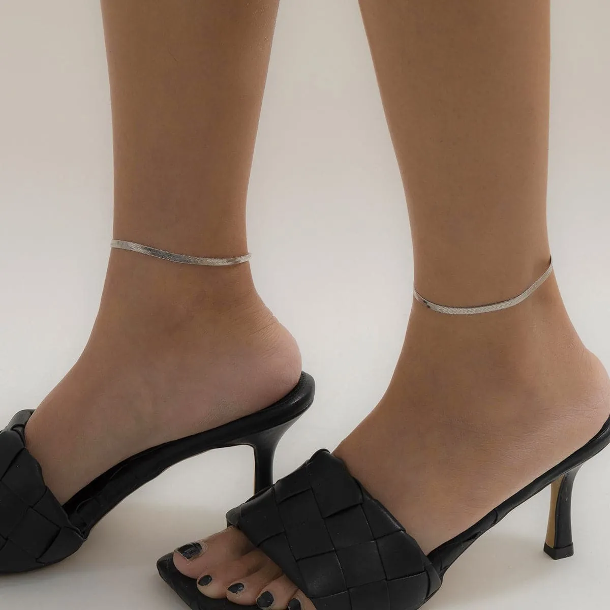 Silver-Plated Snake Chain Anklet