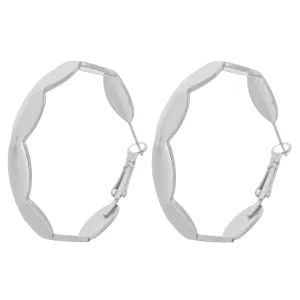 Silver-Plated Wave Hoop Earrings
