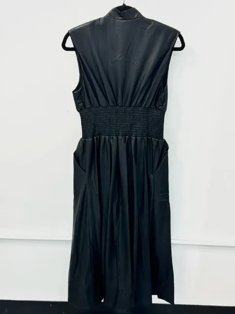 Smocked Faux Leather Dress