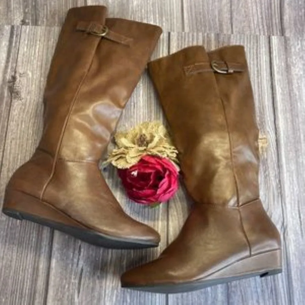 STYLE & CO Rainne Brown Wedge Tall Boots