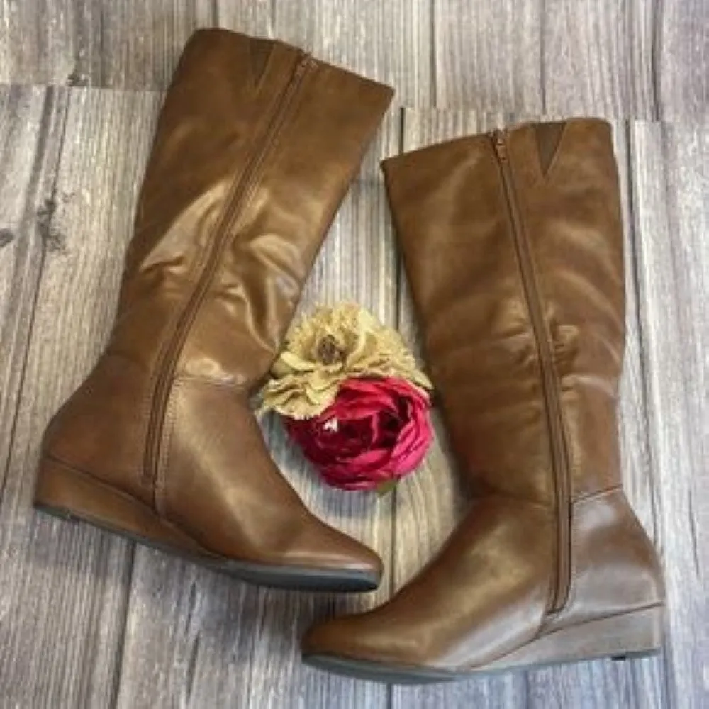 STYLE & CO Rainne Brown Wedge Tall Boots
