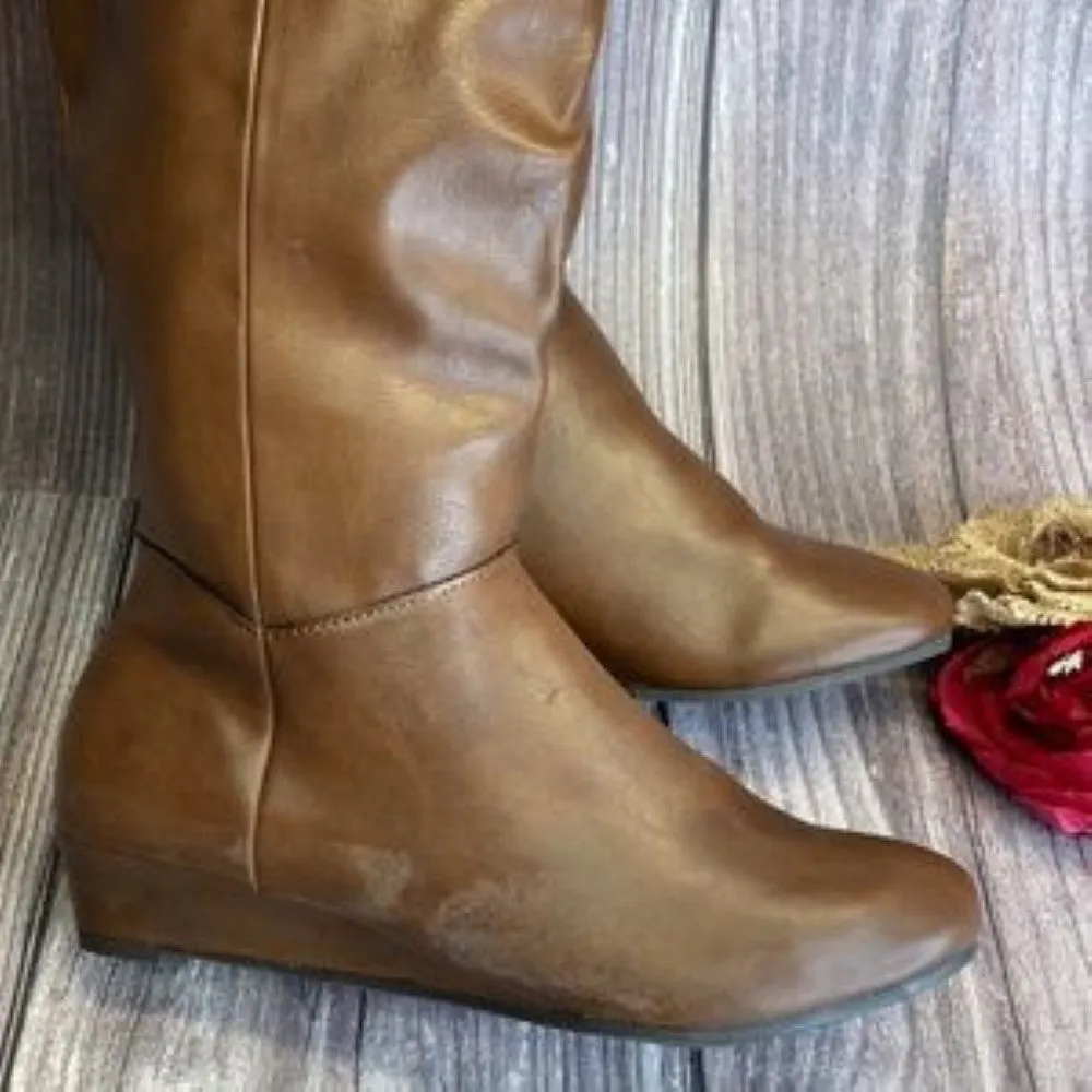 STYLE & CO Rainne Brown Wedge Tall Boots