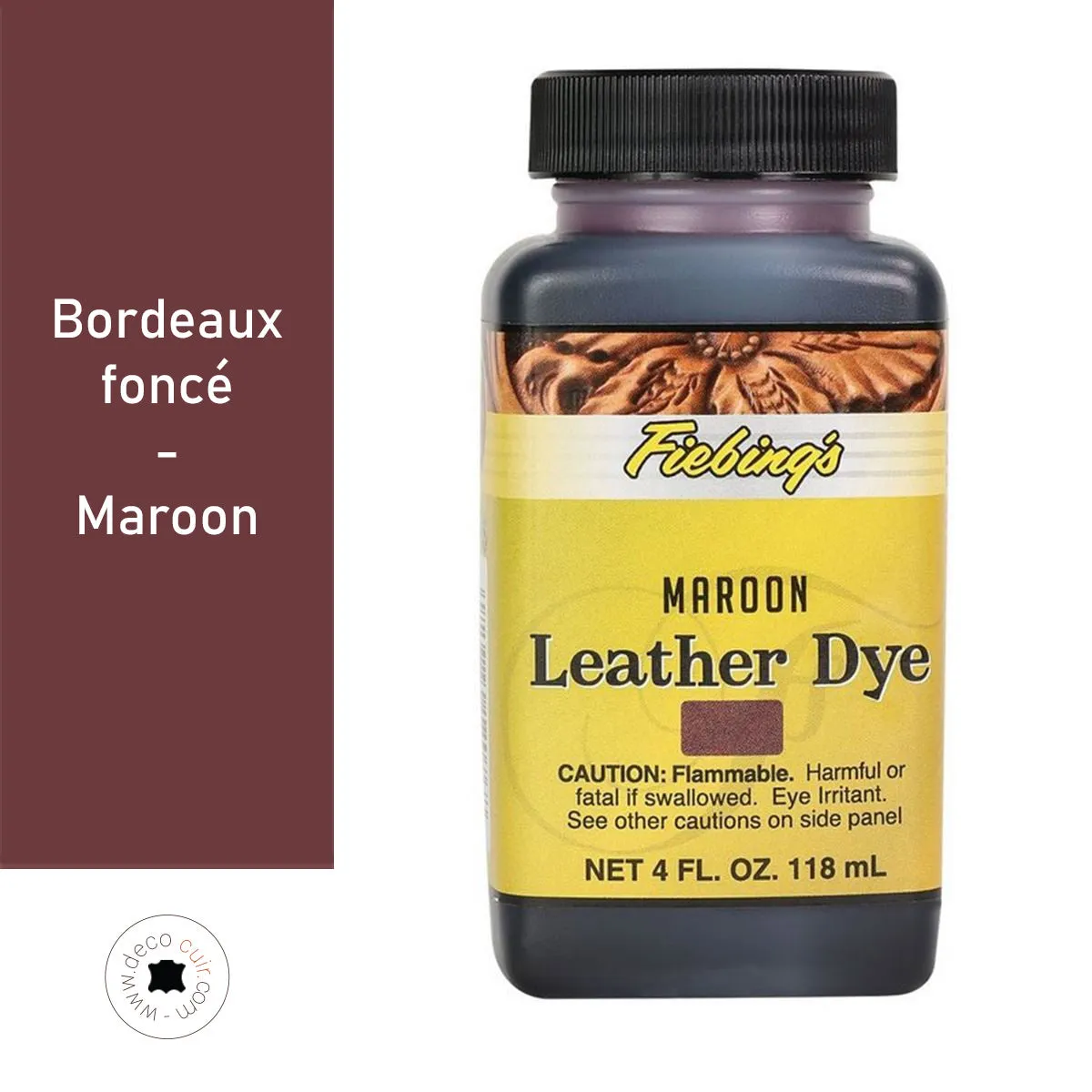 Teinture pour cuir FIEBING'S Leather dye 118ml - BORDEAUX FONCÉ / MAROON