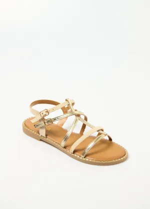 Two-material gladiator sandals with straps
