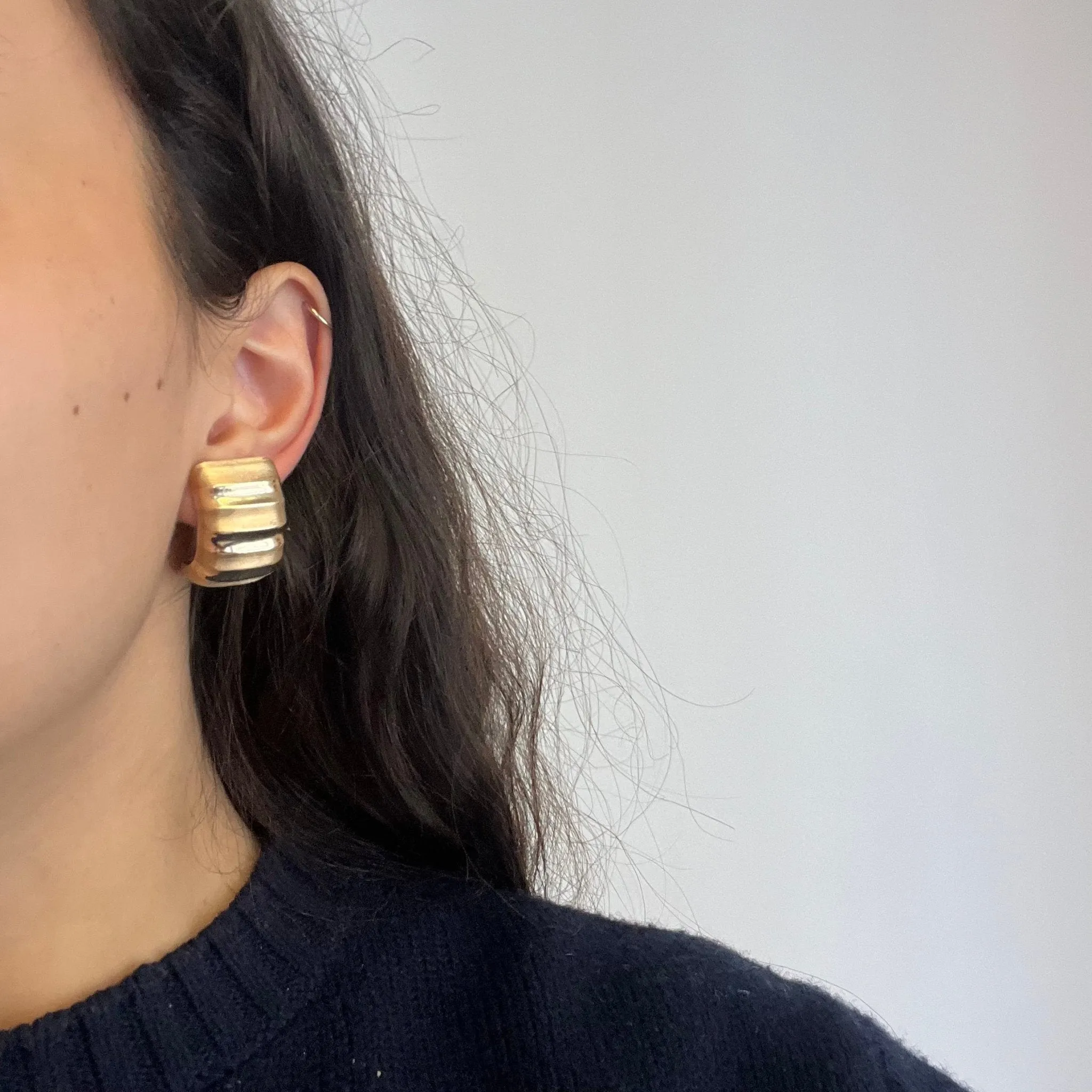 Vintage Bold Huggie Earrings, Italian
