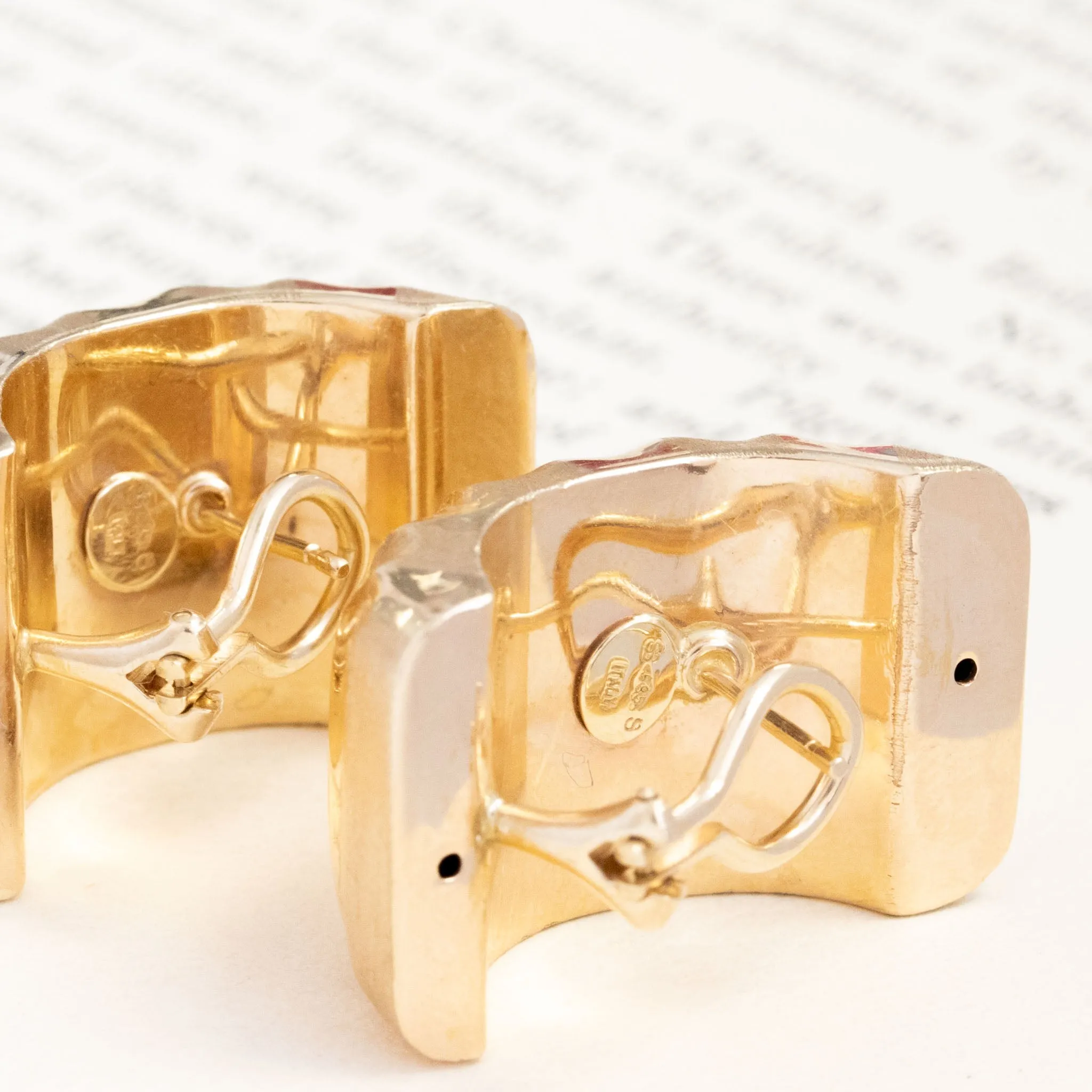 Vintage Bold Huggie Earrings, Italian