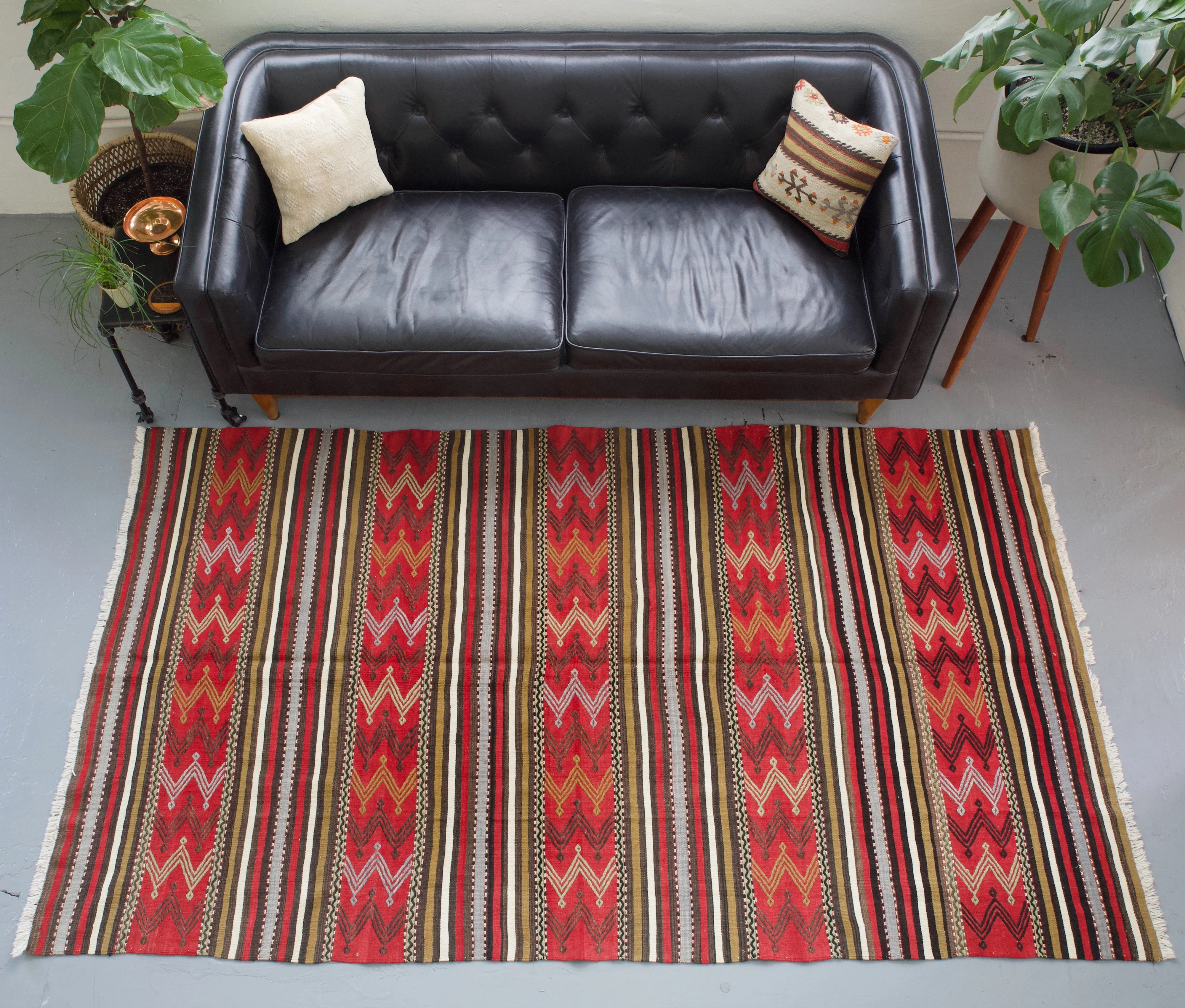 Vintage Turkish Balikesir kilim rug