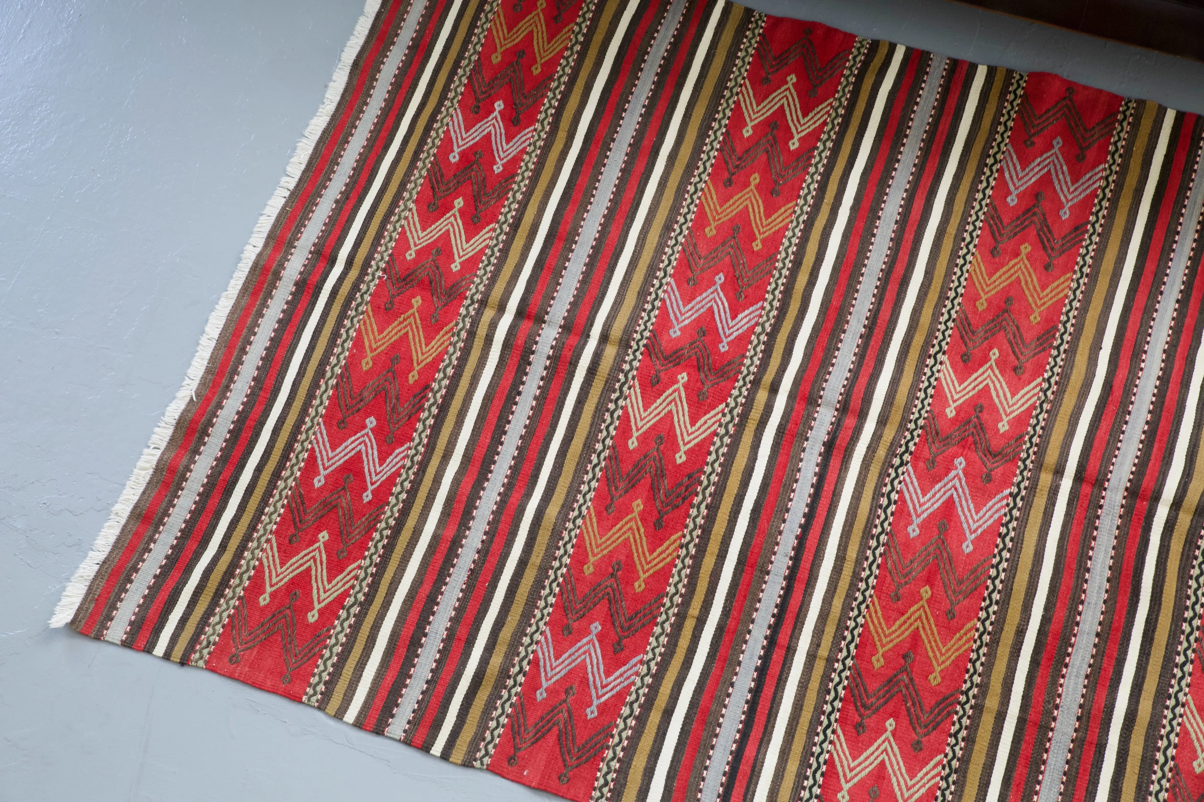 Vintage Turkish Balikesir kilim rug