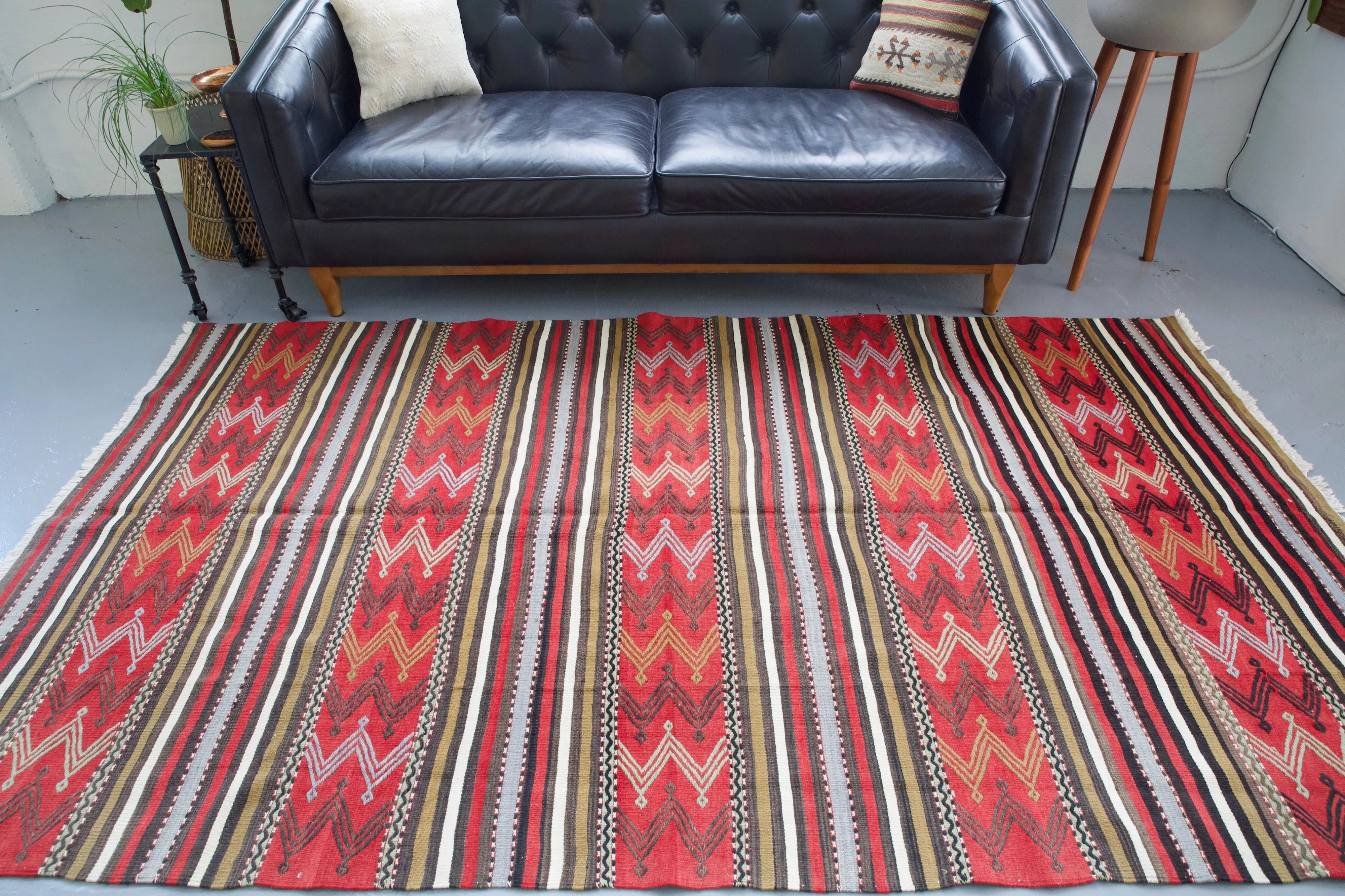 Vintage Turkish Balikesir kilim rug
