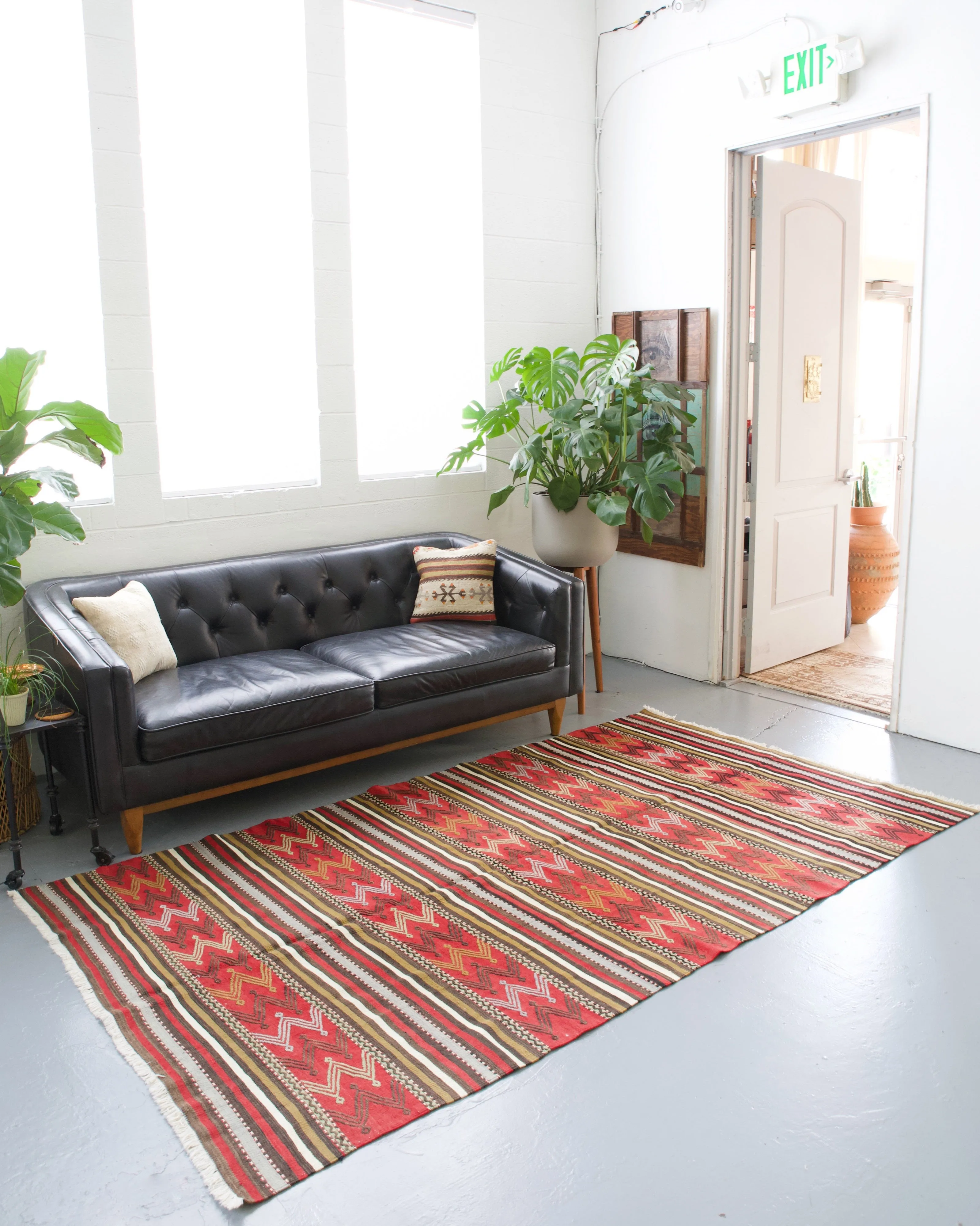Vintage Turkish Balikesir kilim rug
