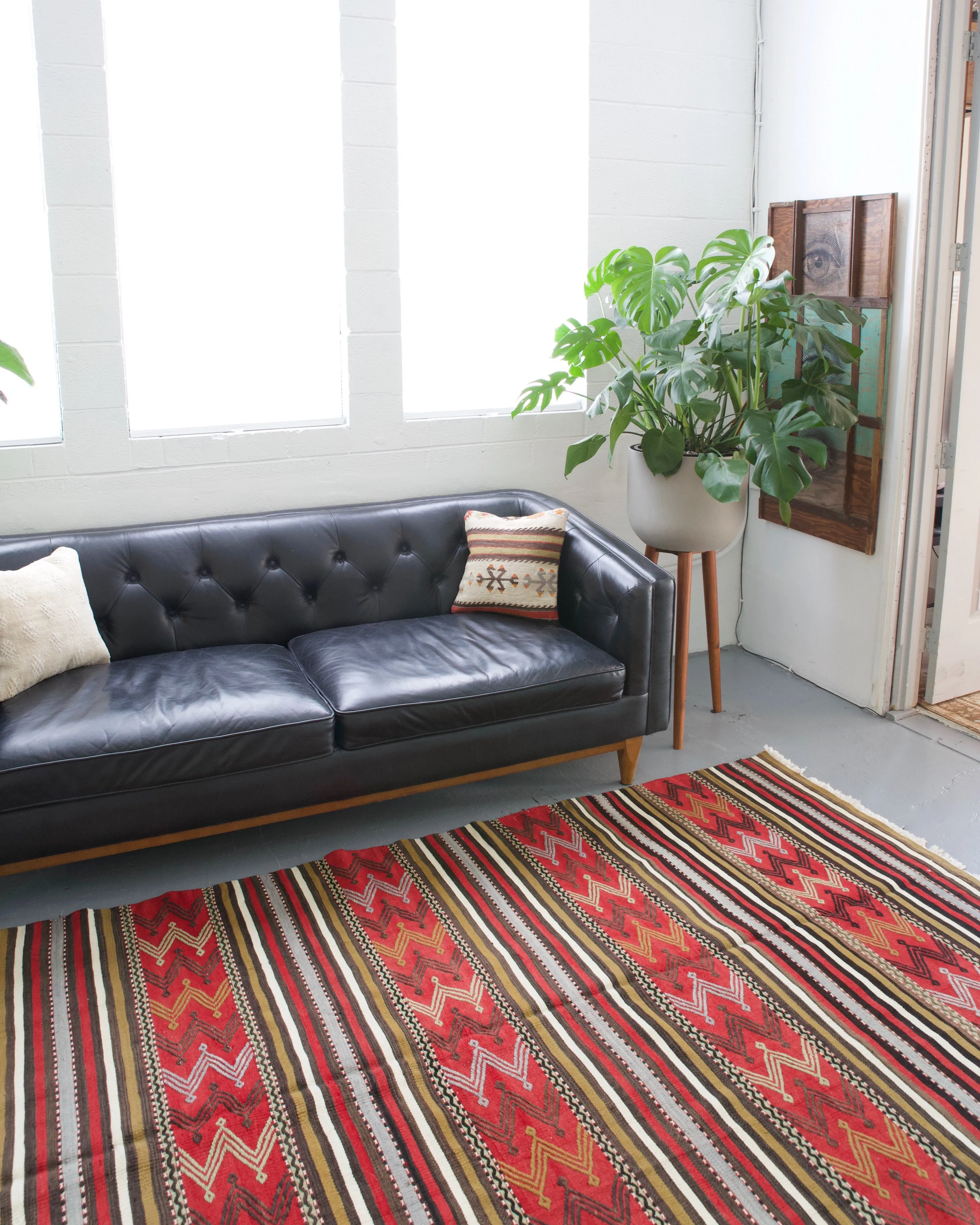 Vintage Turkish Balikesir kilim rug