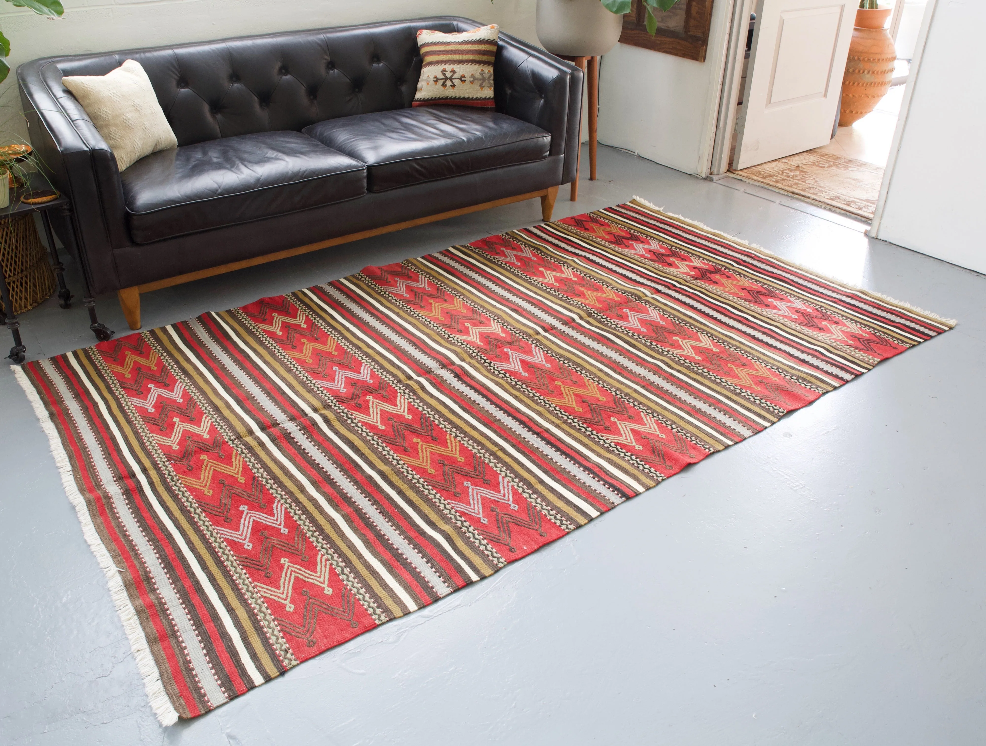 Vintage Turkish Balikesir kilim rug