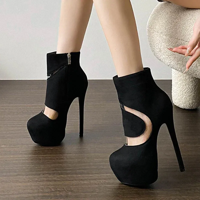 VougeVamp Women’s Super High Heel Platform Boots – Sexy Zip Closure Ankle Boots for Parties, Nightclubs, and Pole Dancing