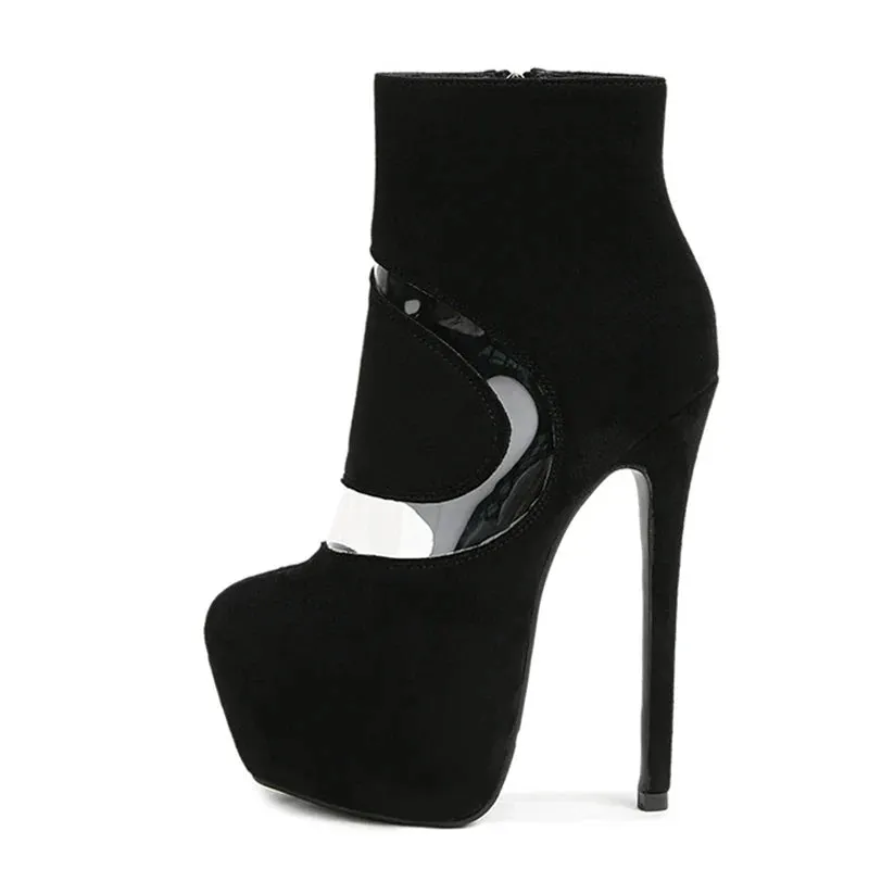 VougeVamp Women’s Super High Heel Platform Boots – Sexy Zip Closure Ankle Boots for Parties, Nightclubs, and Pole Dancing