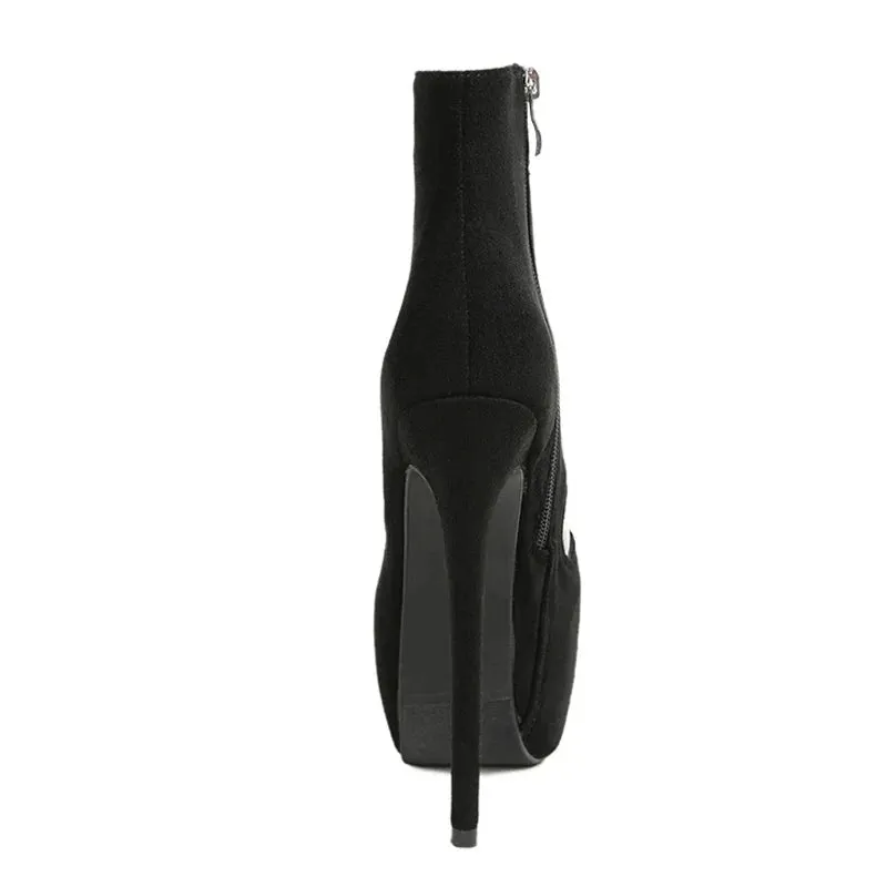 VougeVamp Women’s Super High Heel Platform Boots – Sexy Zip Closure Ankle Boots for Parties, Nightclubs, and Pole Dancing