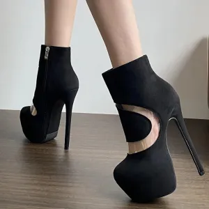 VougeVamp Women’s Super High Heel Platform Boots – Sexy Zip Closure Ankle Boots for Parties, Nightclubs, and Pole Dancing