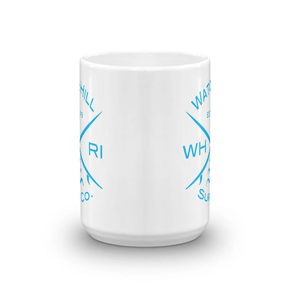Watch Hill ‘Surf Co.’ Ceramic Mugs in 11oz. or 15oz. (Cyan)