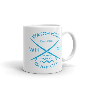 Watch Hill ‘Surf Co.’ Ceramic Mugs in 11oz. or 15oz. (Cyan)