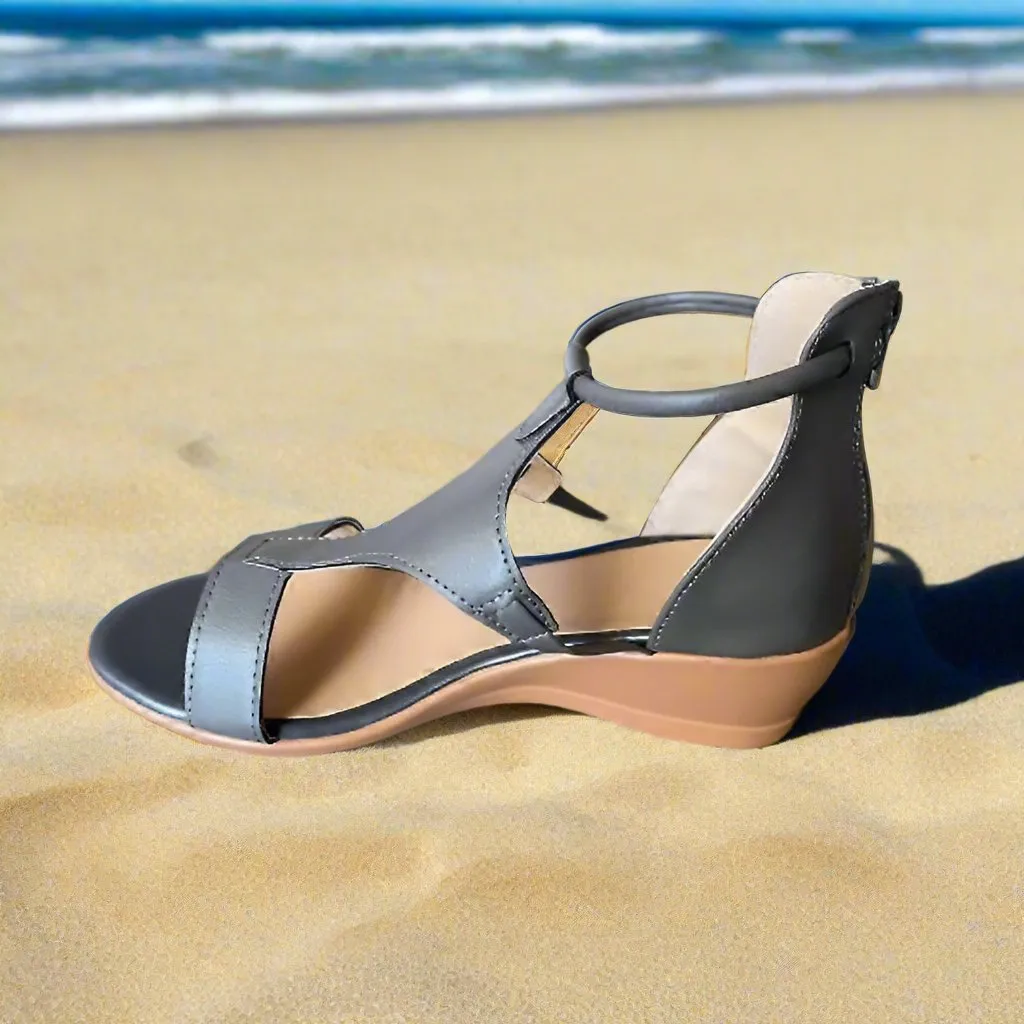 Wedge Sandals | Black | Sleek and Comfortable