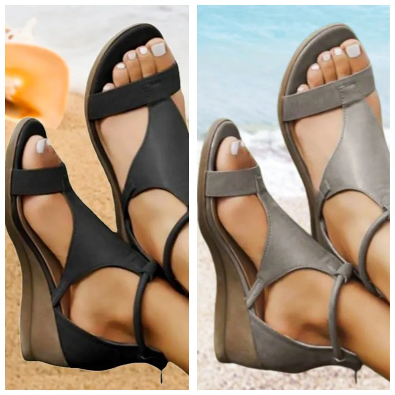 Wedge Sandals | Black | Sleek and Comfortable