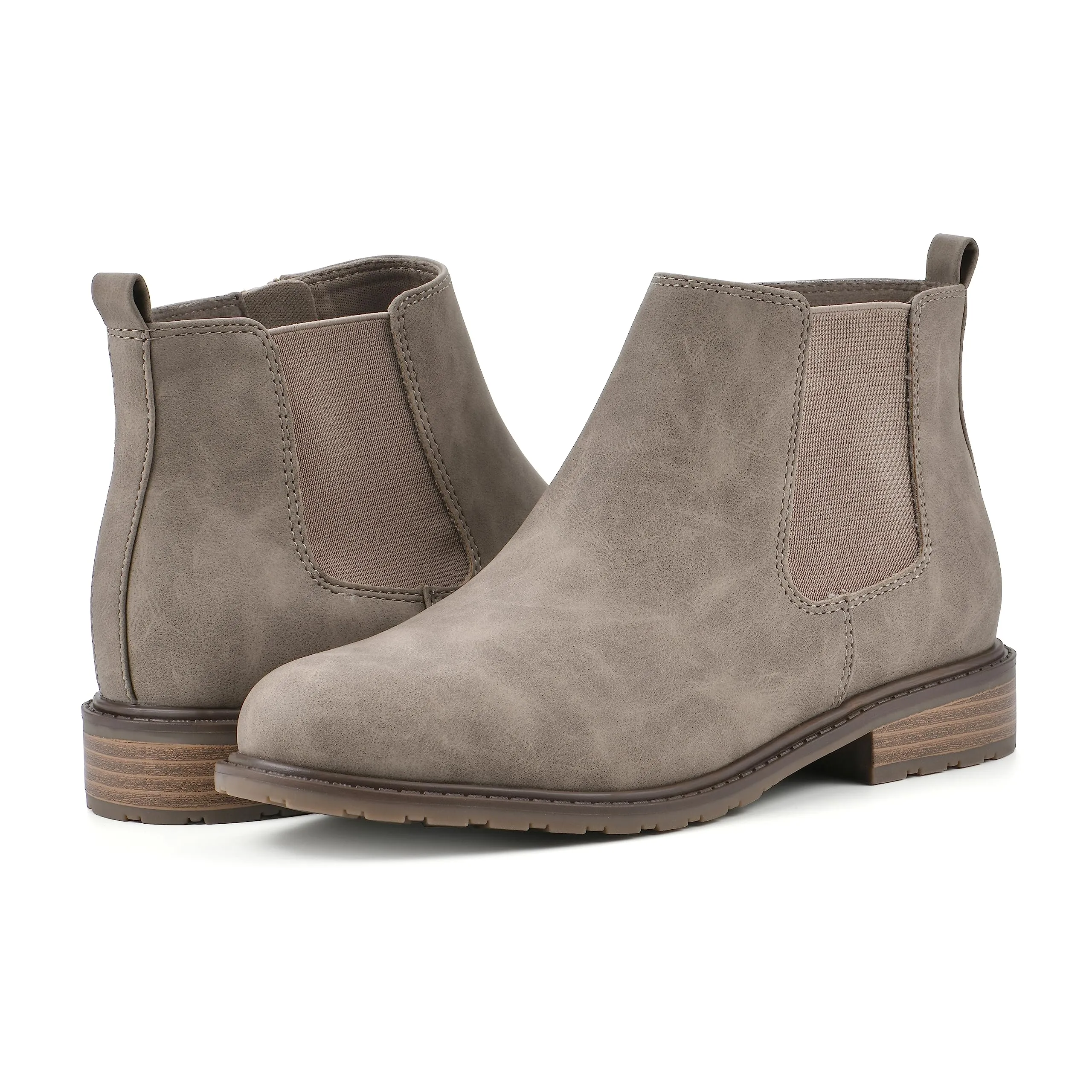 WHITE MOUNTAIN Women's Shoes Caching Block Heel Chelsea Bootie, Taupe/Smooth, 9.5 M