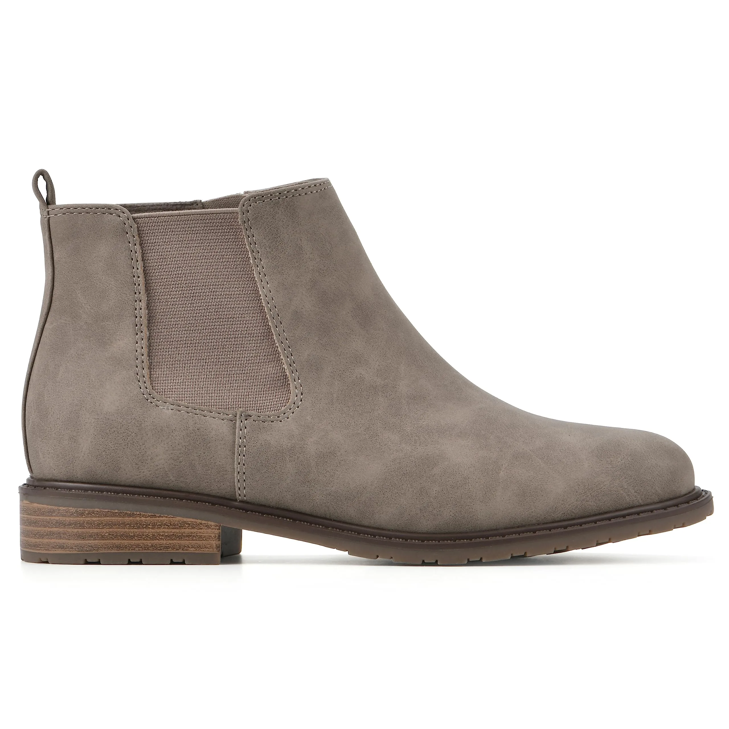 WHITE MOUNTAIN Women's Shoes Caching Block Heel Chelsea Bootie, Taupe/Smooth, 9.5 M