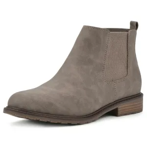 WHITE MOUNTAIN Women's Shoes Caching Block Heel Chelsea Bootie, Taupe/Smooth, 9.5 M