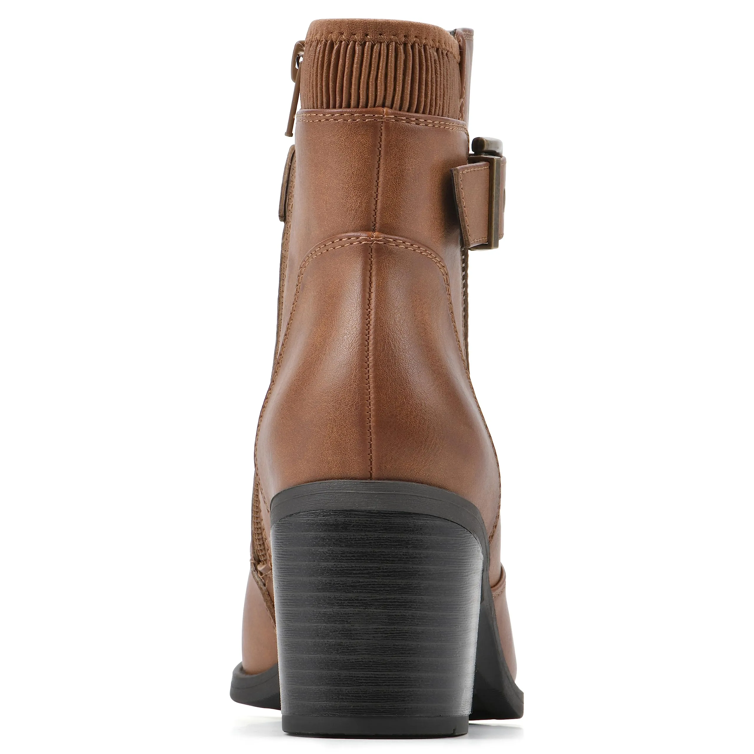 WHITE MOUNTAIN Women's Shoes Dessert Block Heel Bootie, Dk.Tan/Smooth, 11 M