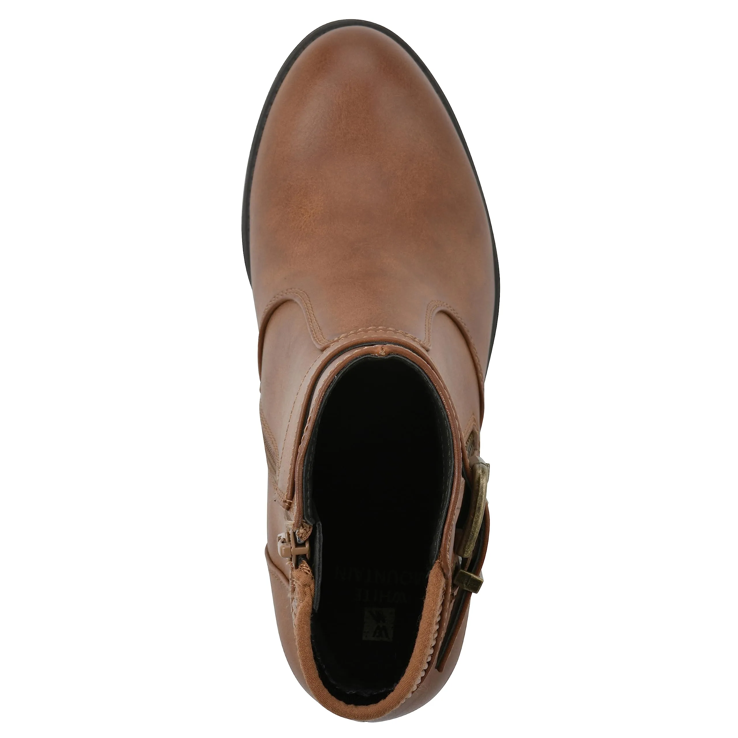 WHITE MOUNTAIN Women's Shoes Dessert Block Heel Bootie, Dk.Tan/Smooth, 11 M