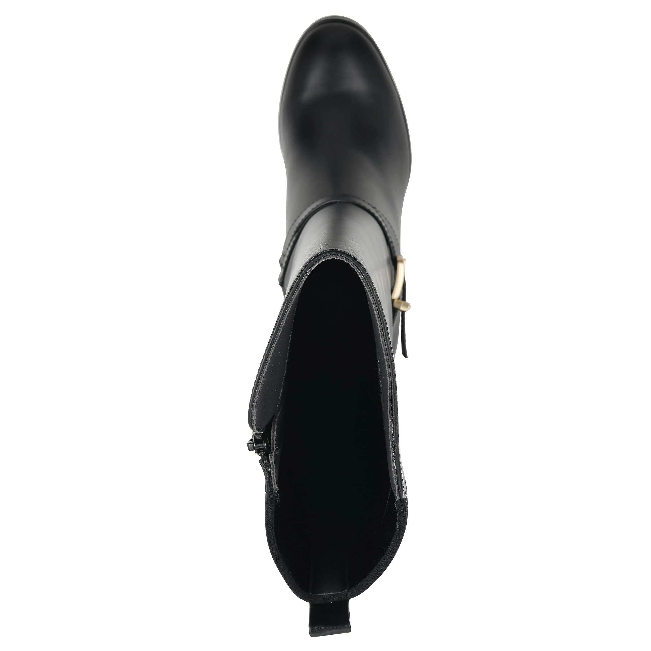 WHITE MOUNTAIN Women's Shoes Teals Block-Heeled Tall Boot, Black/Smooth, 7.5 M