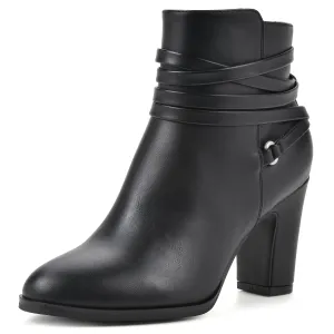 WHITE MOUNTAIN Women's Shoes Teaser Block Heel Bootie, Black/Smooth, 11 M
