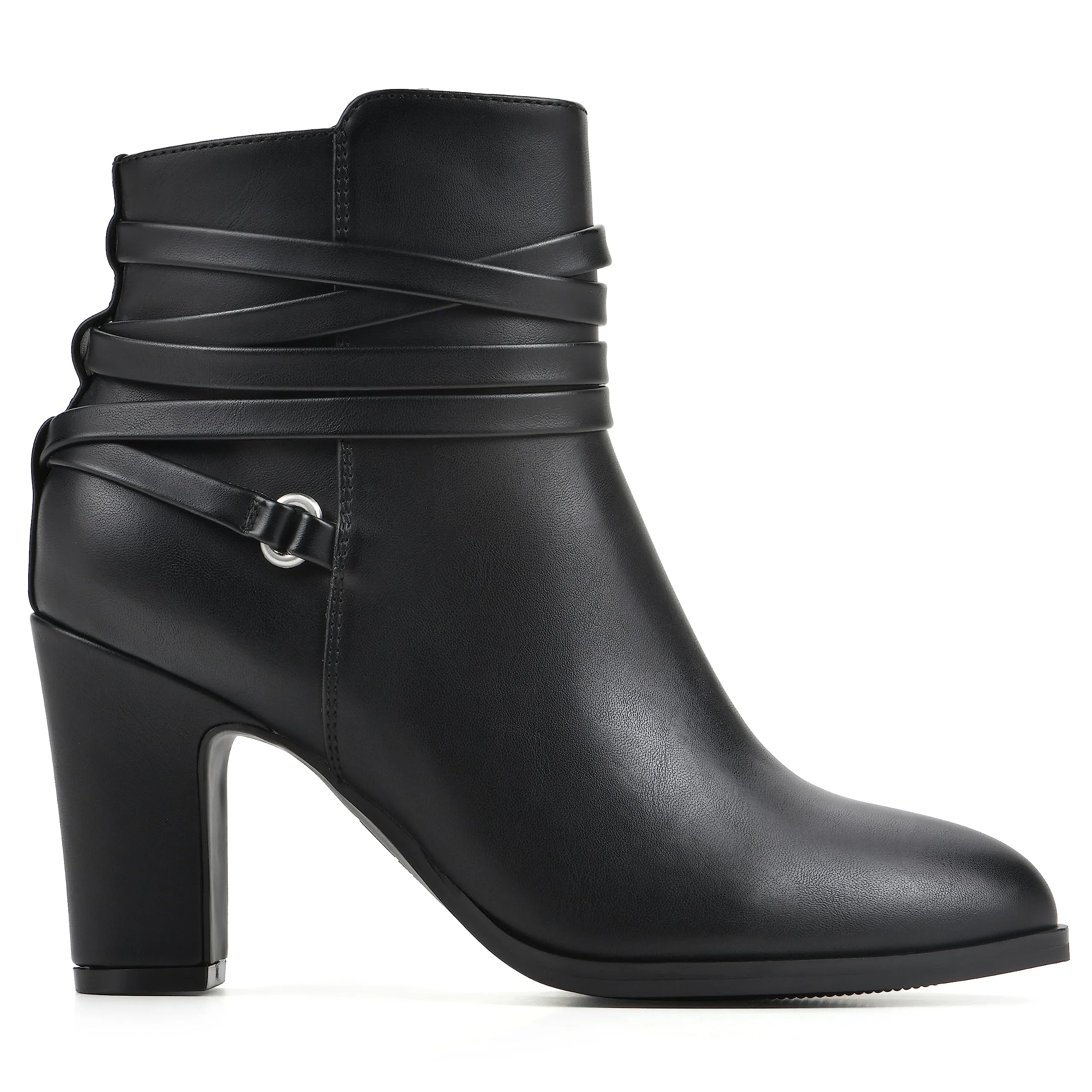 WHITE MOUNTAIN Women's Shoes Teaser Block Heel Bootie, Black/Smooth, 11 M