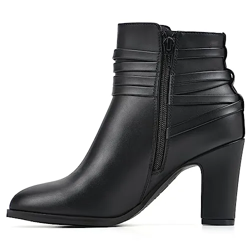 WHITE MOUNTAIN Women's Shoes Teaser Block Heel Bootie, Black/Smooth, 11 M