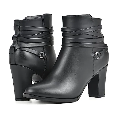 WHITE MOUNTAIN Women's Shoes Teaser Block Heel Bootie, Black/Smooth, 11 M