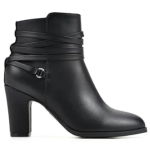 WHITE MOUNTAIN Women's Shoes Teaser Block Heel Bootie, Black/Smooth, 11 M