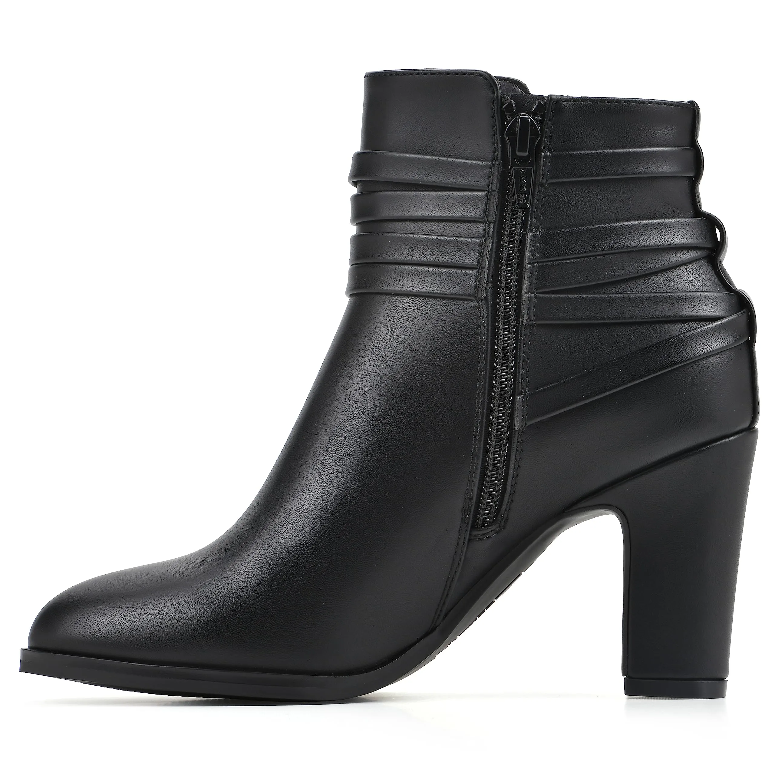 WHITE MOUNTAIN Women's Shoes Teaser Block Heel Bootie, Black/Smooth, 11 M