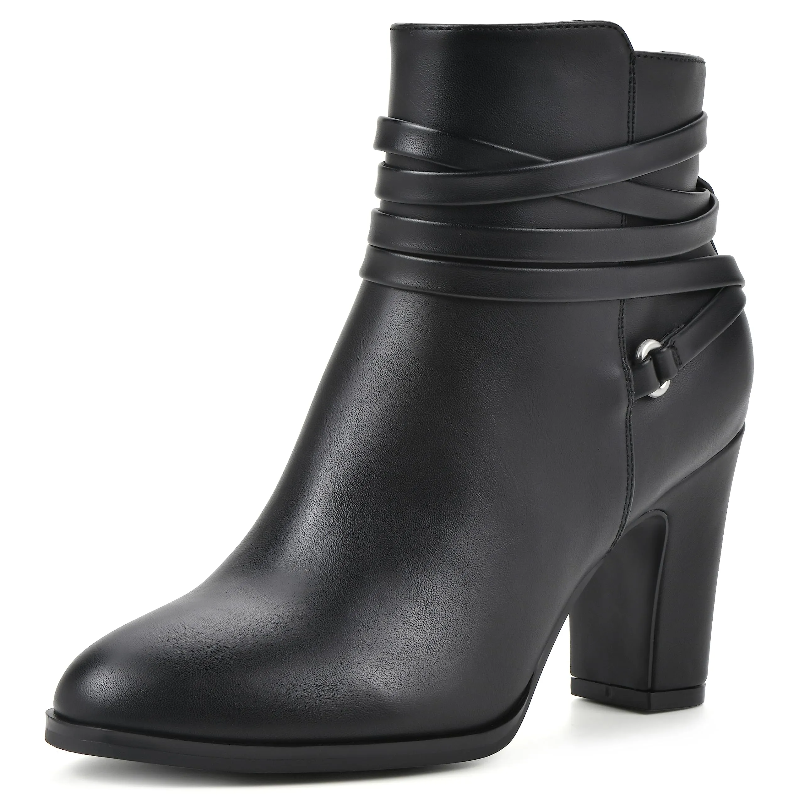 WHITE MOUNTAIN Women's Shoes Teaser Block Heel Bootie, Black/Smooth, 11 M
