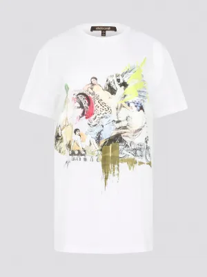 White Printed Oversized T-Shirt