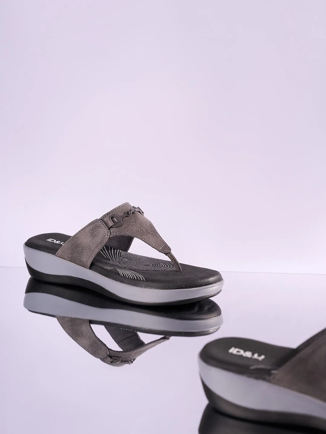 Women's Grey Thong Sandals (IU6003)
