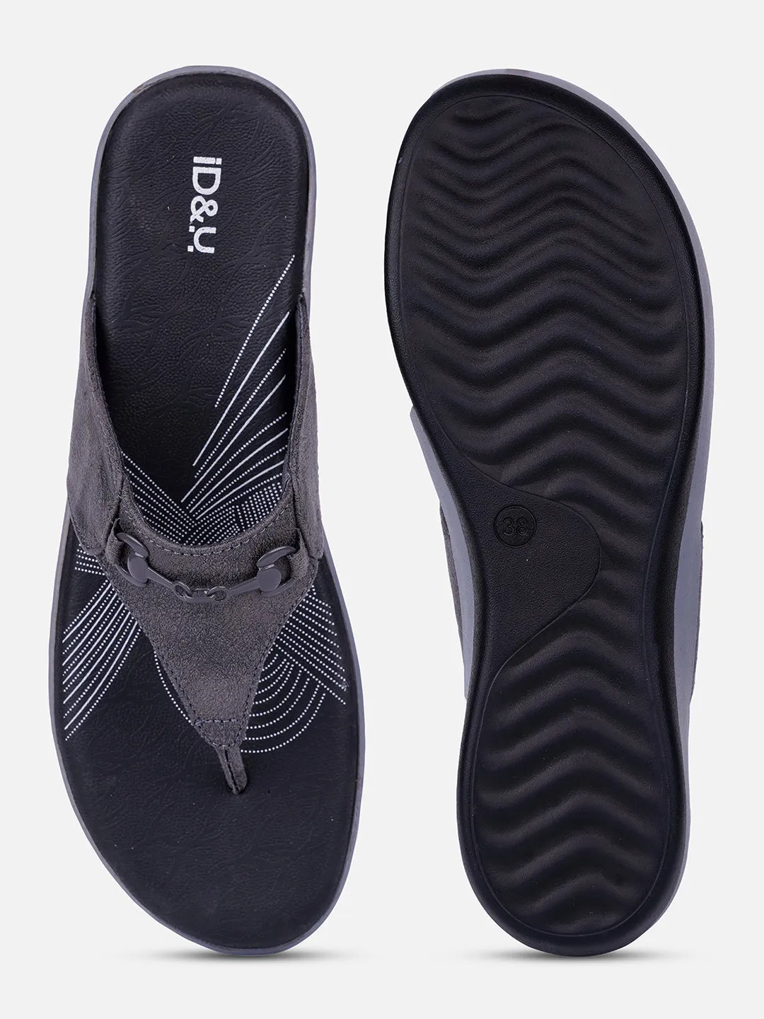 Women's Grey Thong Sandals (IU6003)