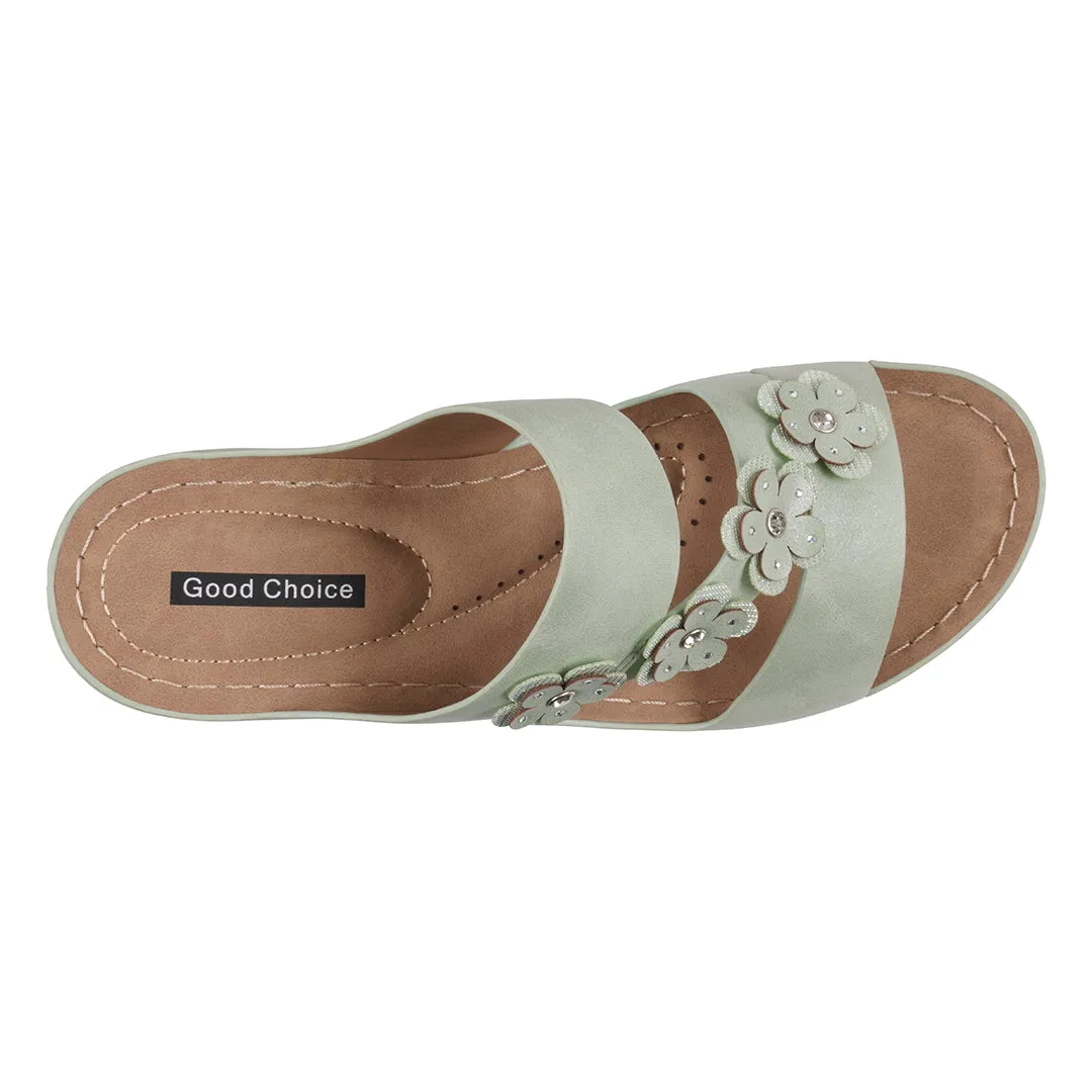 Women's Halia Sage Floral Wedge Sandals
