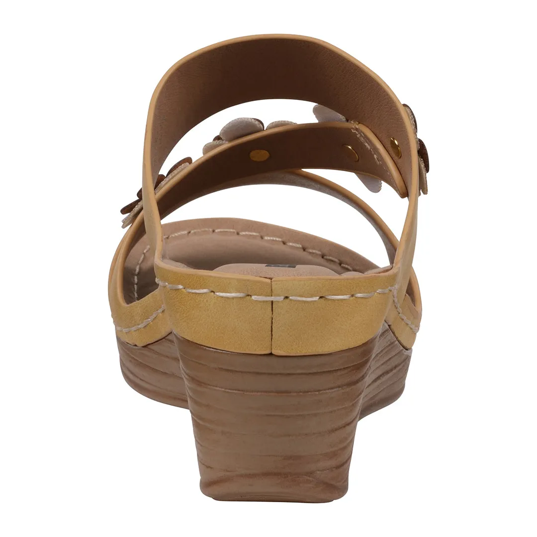Women's Halia Yellow Floral Wedge Sandals