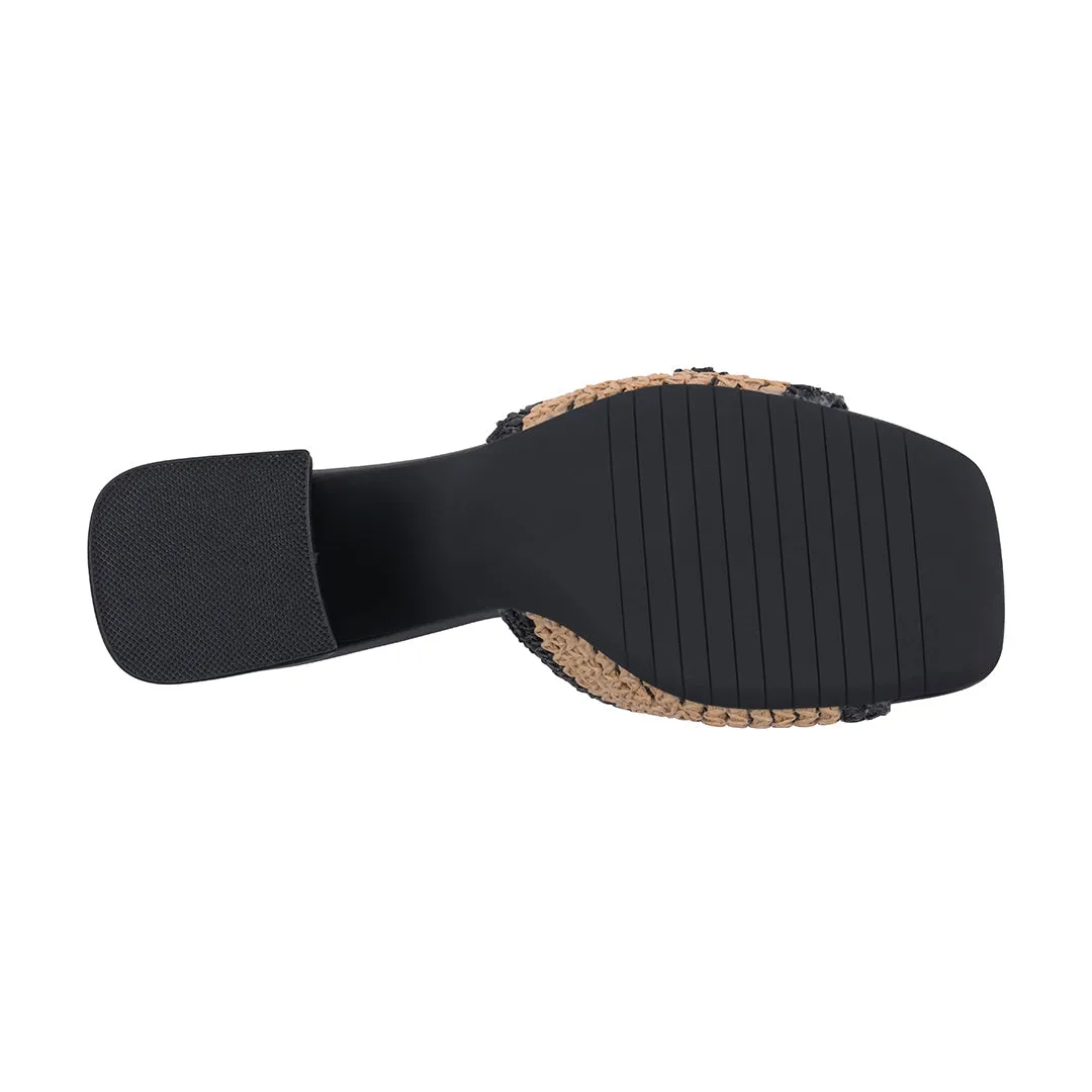 Women's Liza Black Woven Heeled Sandals